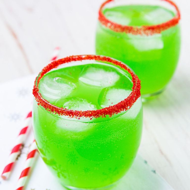 Boozy Grinch Punch christmas cocktail