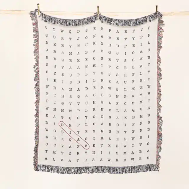 Personalized Word Search Throw Blanket Valentine's Day for Her