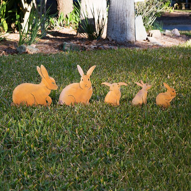 Unique gift for mom Bunny Family Garden Sculptures Set of 5