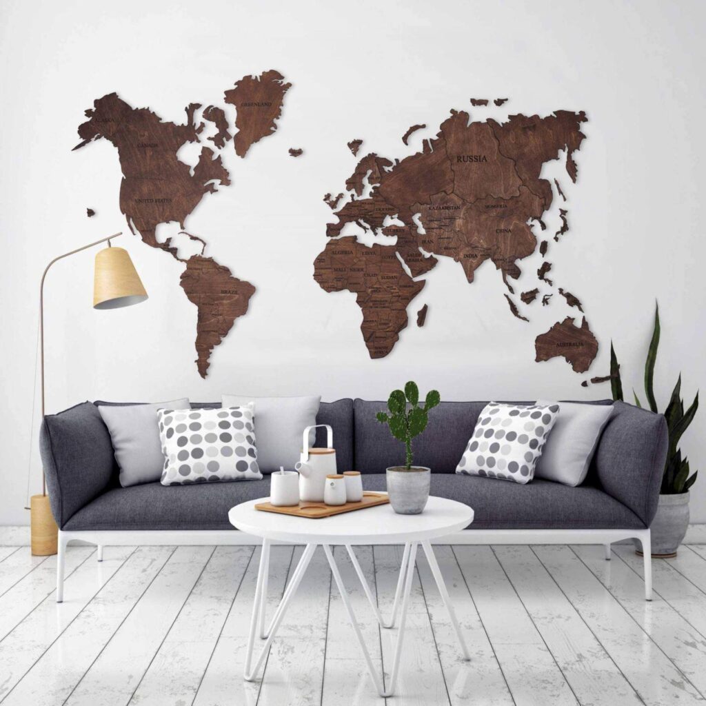 Birthday Gifts for Him woodem world map