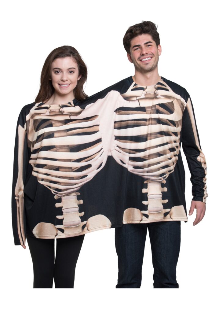 Skeleton Two Person Long Sleeve T Shirt Costume Couples Halloween Costumes