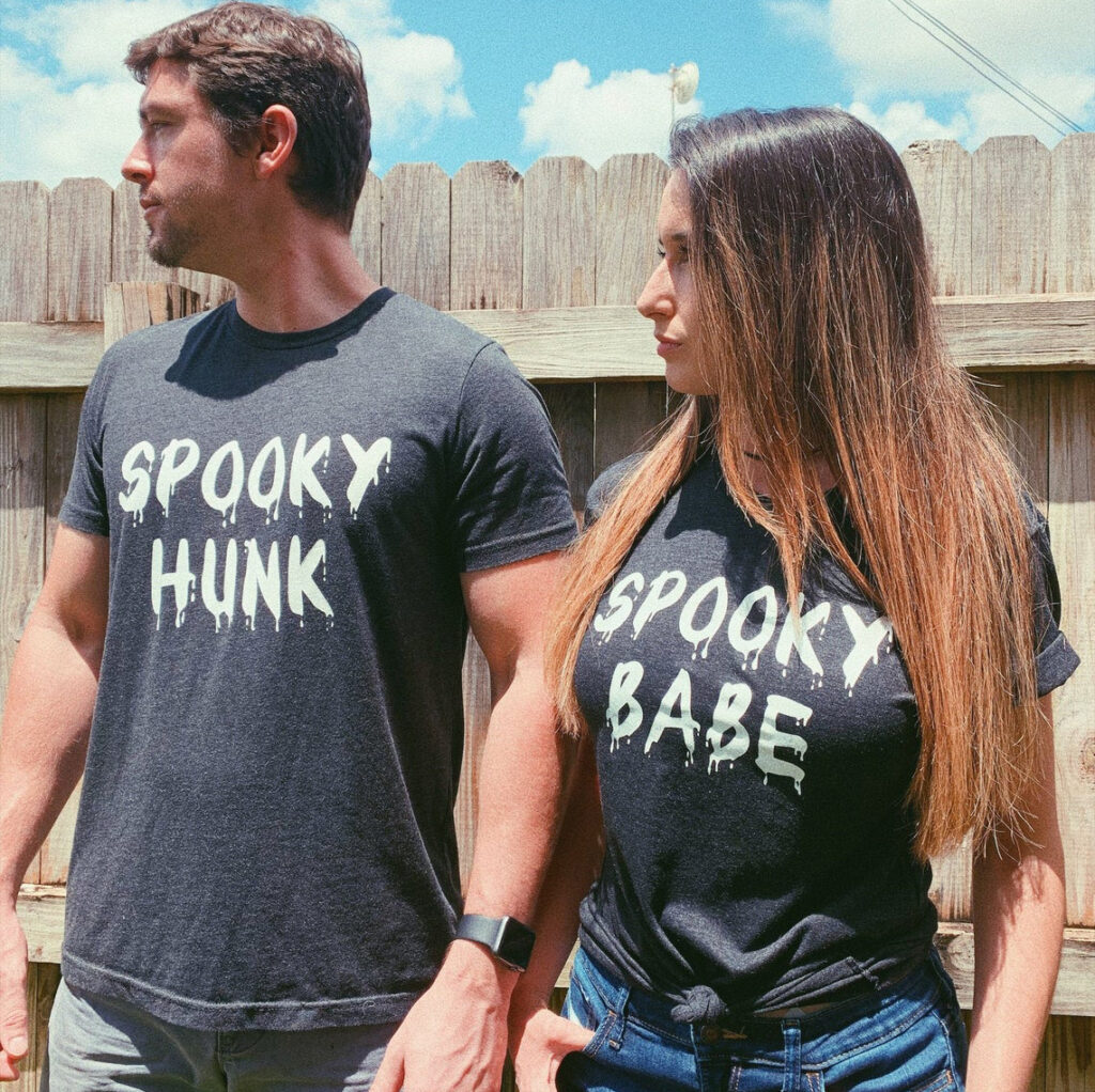 Spooky Babe Spooky Hunk Matching Halloween Shirt Couples His and Hers Couple T Shirts Couples Halloween Costumes