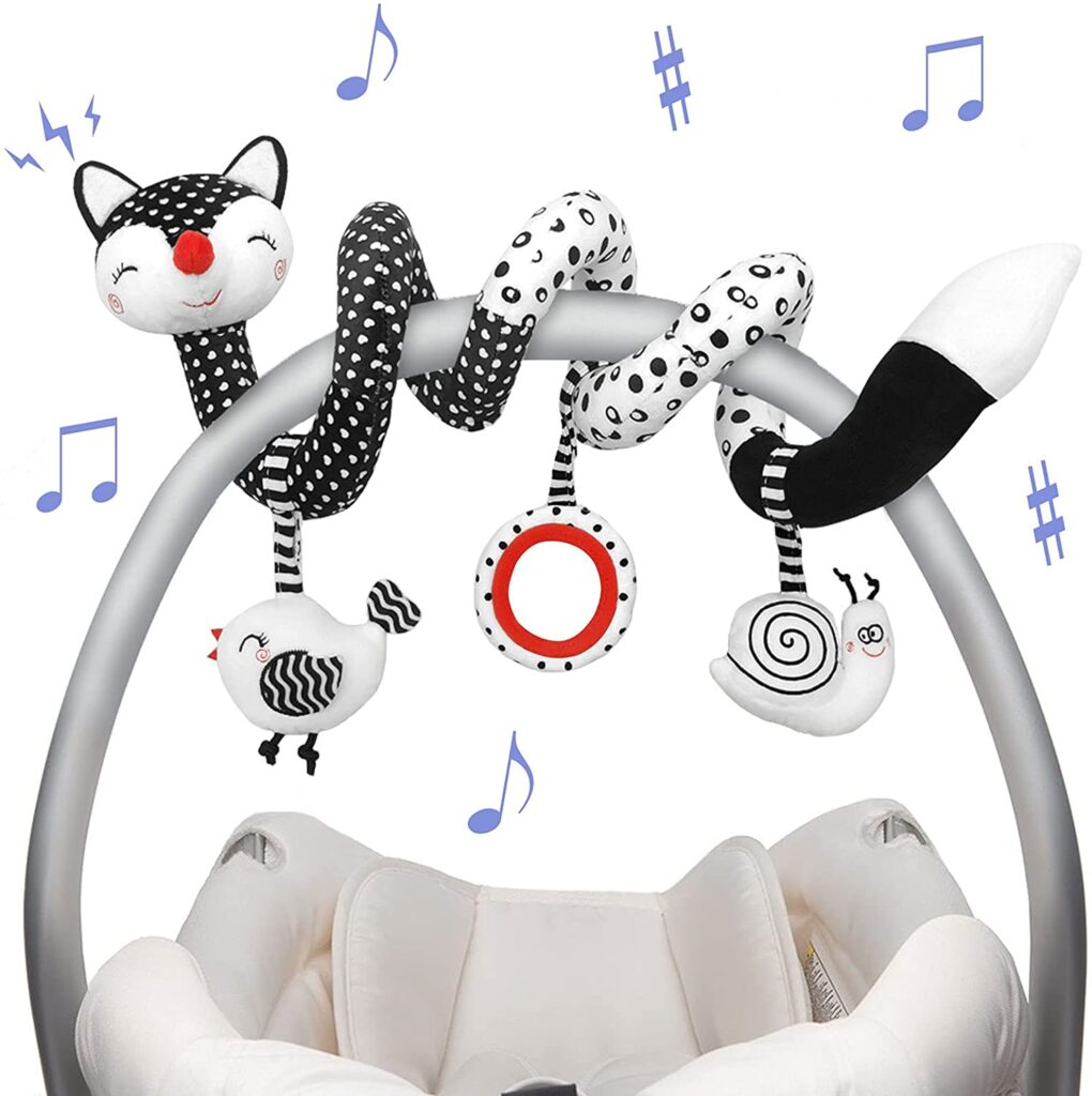 Best Newborn Gift Ideas Baby Toys Spiral Plush Black and White Car Seat Toys