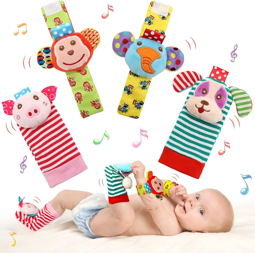 Best Newborn Gift Ideas Soft Baby Wrist Rattle Foot Finder Socks Set