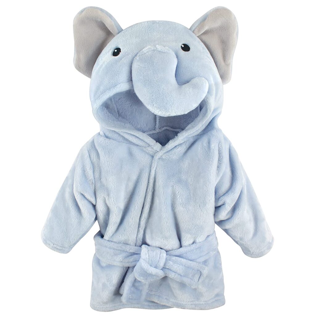 Baby Unisex Baby Plush Animal Face Robe Blue Elephant