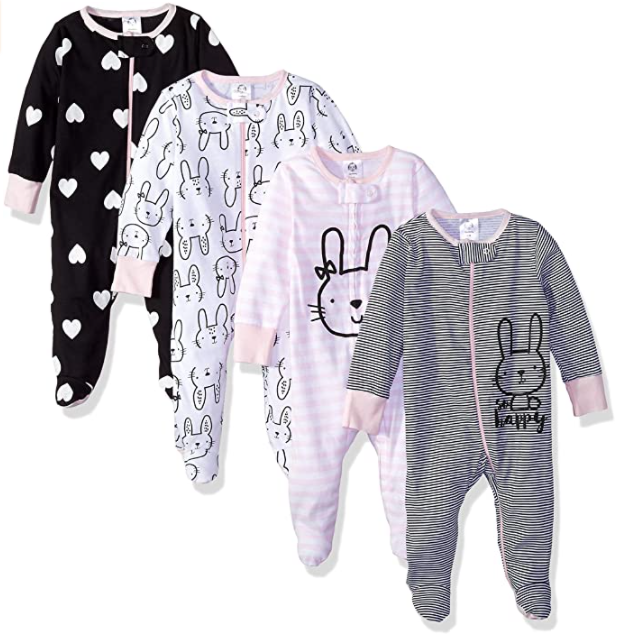 newborn gift idea baby-girls 4 Pack Sleep 'N Play Footie