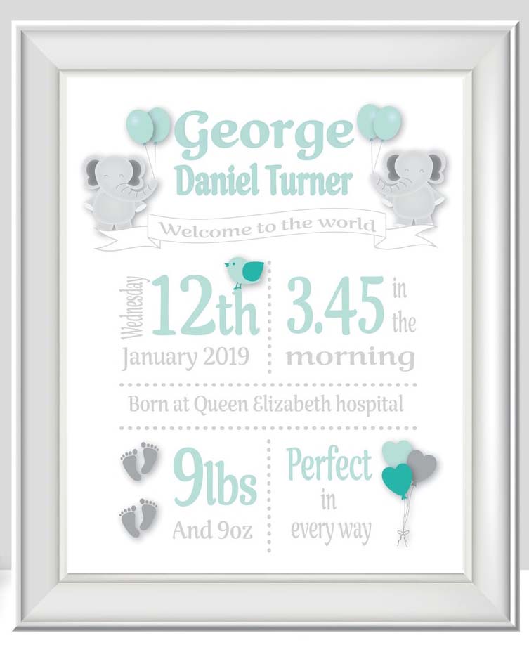 Personalized newborn gift frame