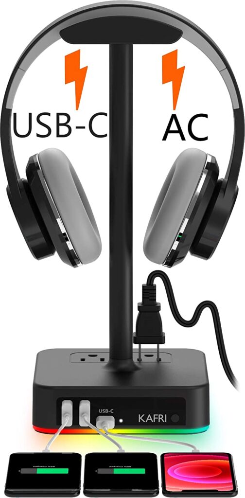 Headphone Stand with USB C Charger Desk Gaming Headset Holder