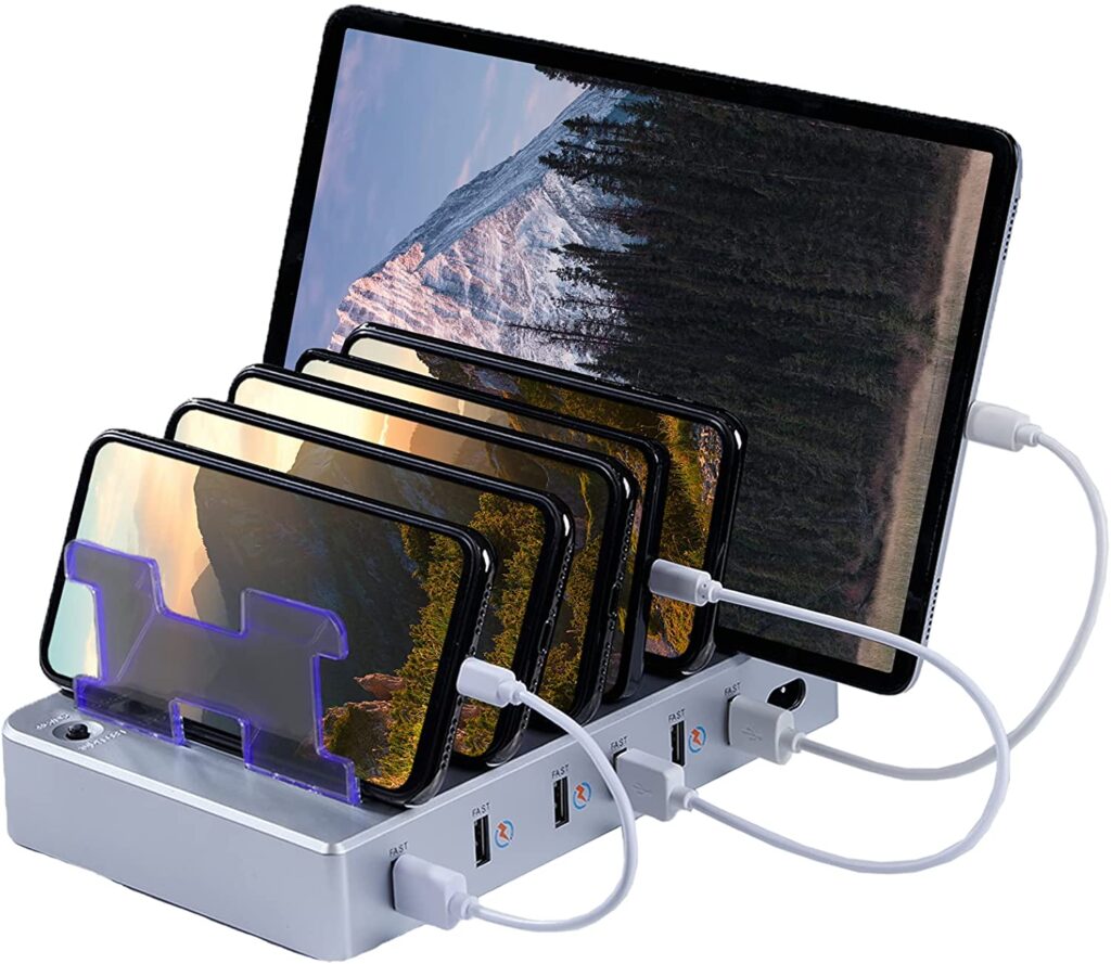 charging Station for Multiple Devices with 6 USB Fast Ports tech gift men