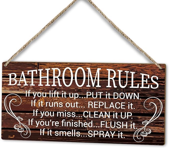 Bathroom Rules Warning Sign Best Housewarming Gifts for Women