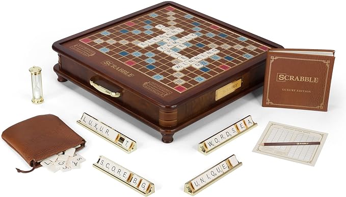 Scrabble Luxury Edition with Rotating Wooden Game Board