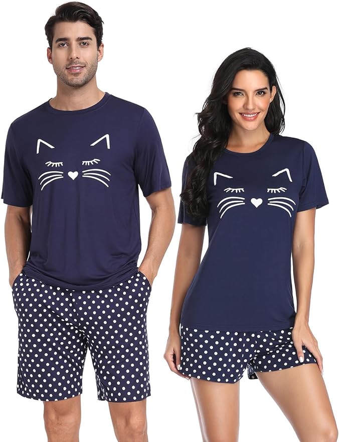 Couples Matching Pajama Sets short Sleeve