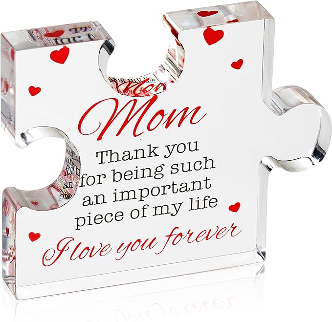 Engraved Acrylic Block Puzzle Mom Present