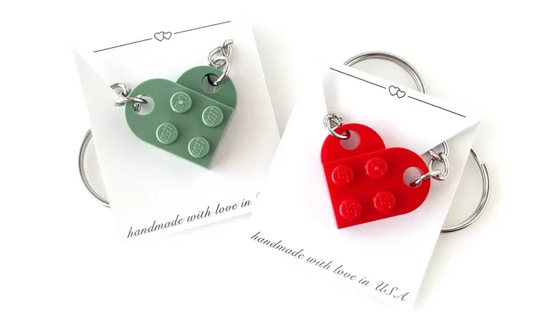 Best Romantic Sexy Gifts Ideas LEGO Heart Bricks Matching keychains