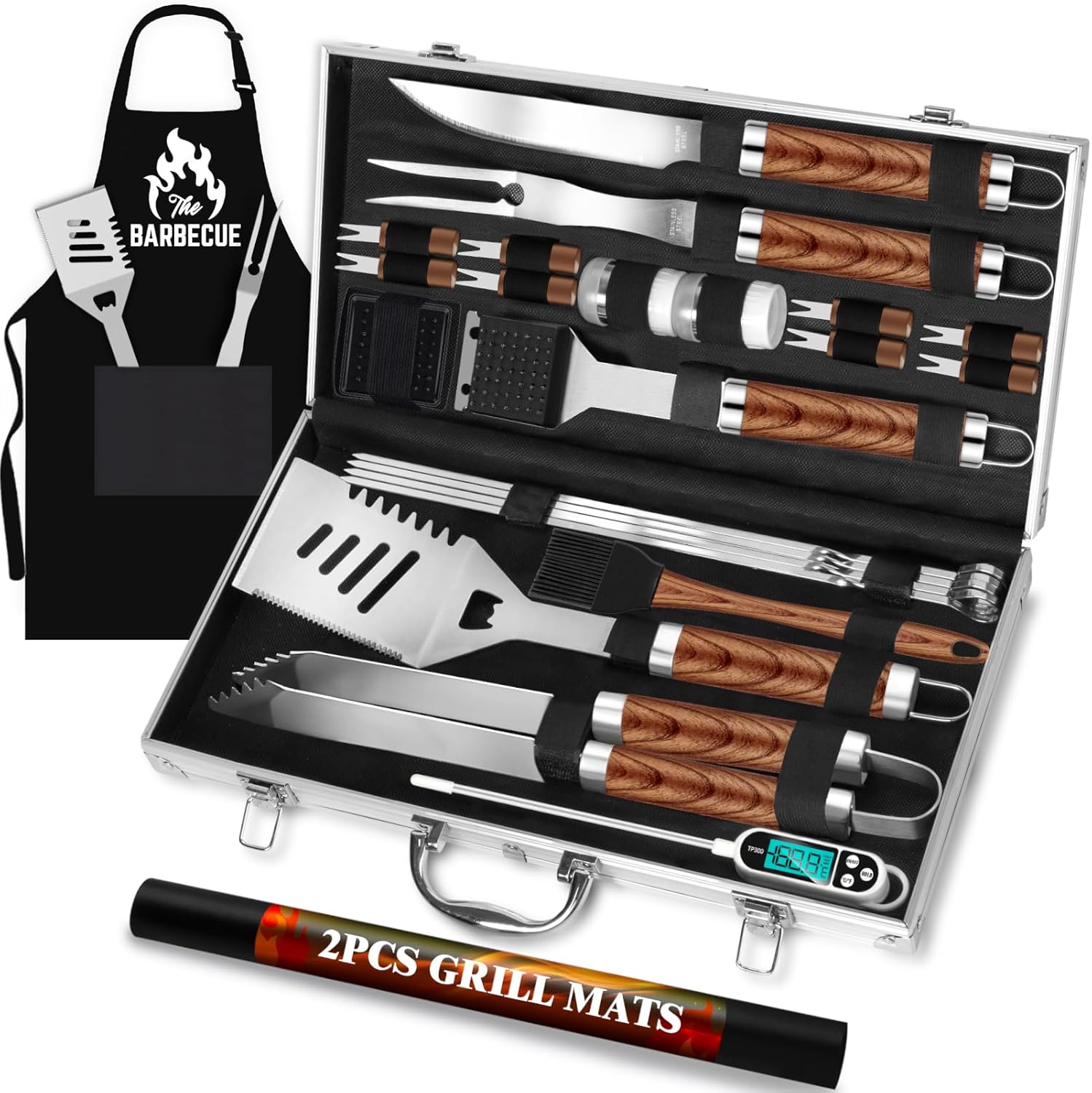 Romanticist Barbecue Grill Set with 26 pieces in a portable case