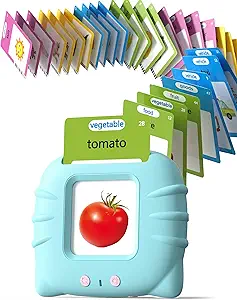 Talking flash cards, an early language educational gift for non‑verbal toddlers.