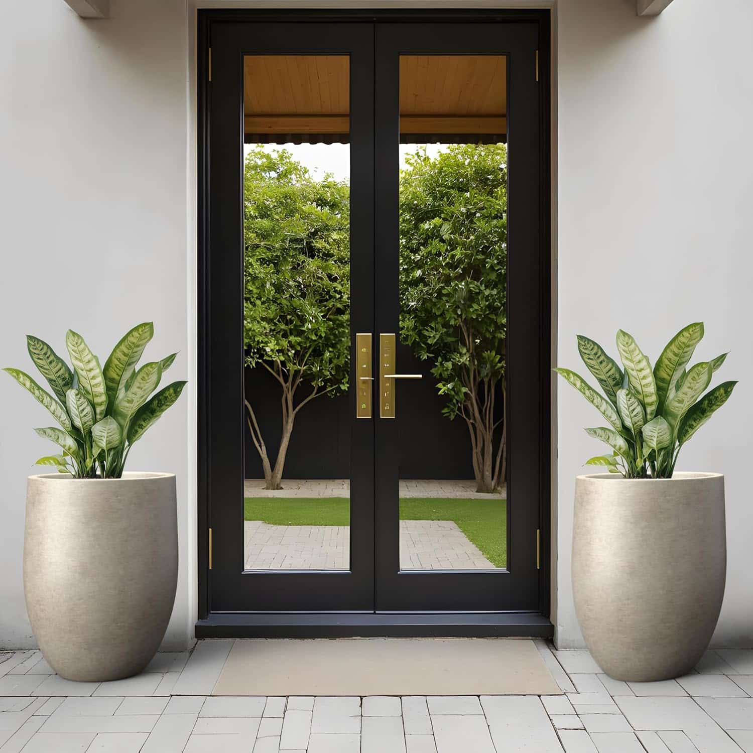 Tall weathered concrete planter, a modern luxury home decor gift for indoor or outdoor greenery